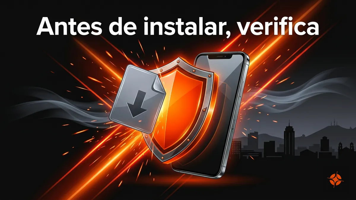 Escudo de seguridad protegiendo un celular de archivos no oficiales antes de instalar una app de apuestas