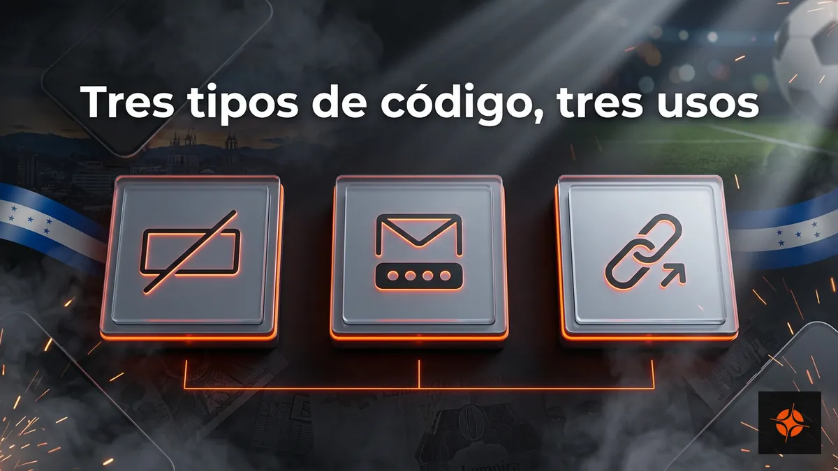 Comparación visual de los tres tipos de código en Betpro Honduras: promocional, verificación y referidos