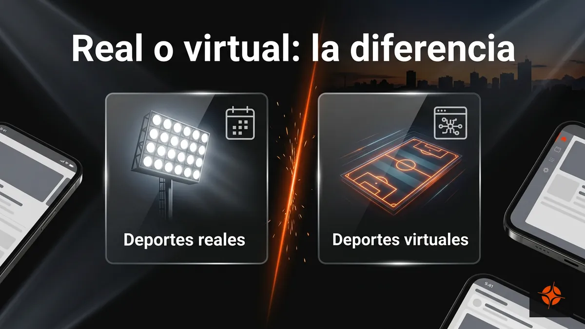 Comparación editorial entre apuestas deportivas reales y deportes virtuales en Betpro Honduras en dos tarjetas de vidrio