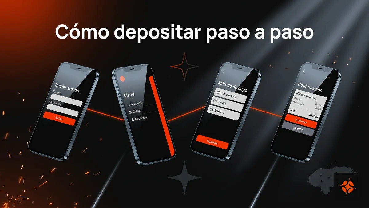 Pasos para depositar en Betpro Honduras: iniciar sesión, elegir método y confirmar